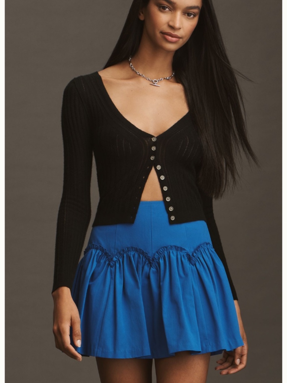 NWT: Cobalt Blue Basque-Waist Mini Skirt (XS) by Mare Mare